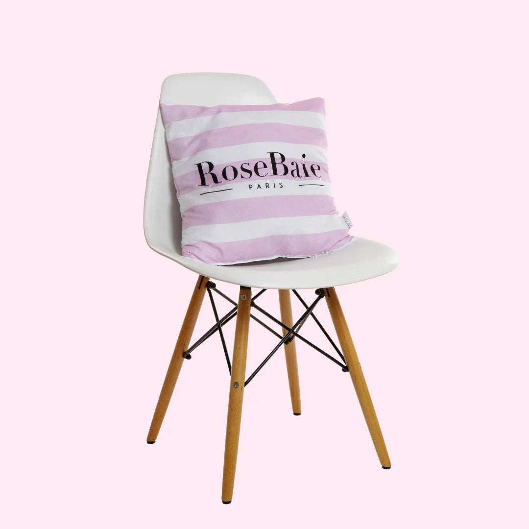 Coussin déco Rosebaie – Rayé Rose & Blanc